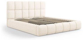 Кремаво двойно легло 160x200 cm тапицирано с място за съхранение с включена подматрачна рамка Bellis – Micadoni Home