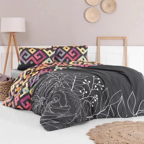 Спално бельо от памучен сатен - Сиви Цветя от PNG