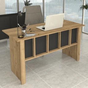 Офис бюро Nika TopMebel от меламин в цвят сепет дъб - антрацит 140x60x75cm
