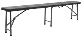 48832 vidaXL Сгъваеми градински пейки, 2 бр, 180 см, HDPE, черни