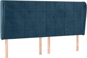 3118020 vidaXL Горна табла за легло с уши, тъмносиня, 183x23x118/128 см кадифе
