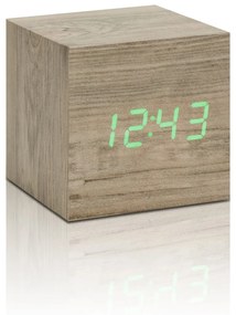 Светлокафяв будилник със зелен LED дисплей Cube Click Clock Wooden Cube Click - Gingko