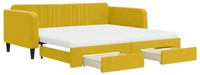3197147 vidaXL Канапе с изтеглящо легло и чекмеджета жълто 100x200 см кадифе