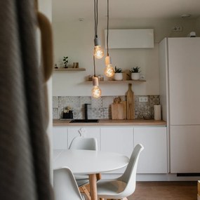 Индустриален висящ аплик черен с бетон кръгъл 3-светлина - Pedra