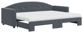 3197319 vidaXL Канапе с изтеглящо легло и матраци тъмносиво 80x200 см кадифе