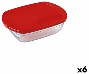 Правоъгълна Кутия за Обяд с Капак Ô Cuisine Cook & Store Червен 1,1 L 23 x 15 x 6,5 cm Силикон Cтъкло (6 броя)