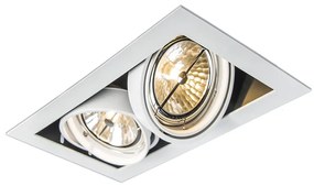 Бял вграден прожектор AR111 регулируем 2 лампи - Oneon