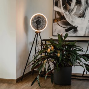 Подов вентилатор триножник черен с LED 3-степенно димиране - Meric