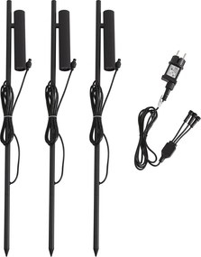 Комплект от 3 прожектора с шипове черни вкл. LED IP44 - Garly Ribble