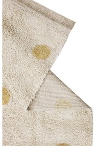 Ръчно изработен памучен детски килим подходящ за пране в цвят жълта охра и кремаво 120x160 cm Hippy Dots Honey – Lorena Canals