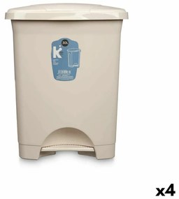 Кошче с педал Бежов Пластмаса 30 L (4 броя)