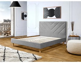 Светлосиво тапицирано двойно легло с включена подматрачна рамка 180x200 cm Romane – Bobochic Paris