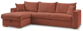 Разтегателен ъглов диван от рипсено кадифе в тухлен цвят (променлив) Augustin – Bobochic Paris