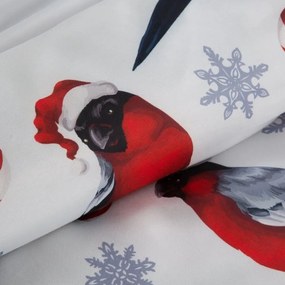 Коледни чаршафи от микрофибър - бяло-червени с птички и зимен десен 3 časti: 1ks 220x200 + 2ks 70x80