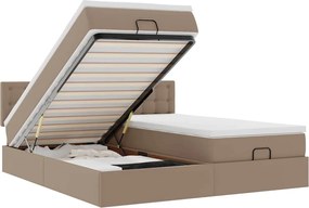 3312809 vidaXL Османска легло с матраци&LED капучино 180x200см изкуствена кожа