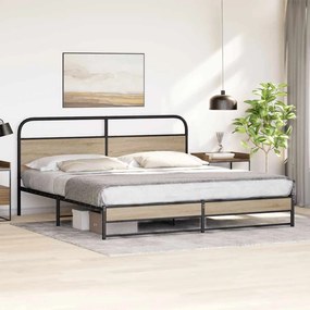 3318677 vidaXL Метална рамка за легло, без матрак, опушен дъб, 200x200 см
