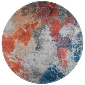 Синьо-оранжев миещ се кръгъл килим ø 120 cm - Vitaus