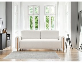 Кремав сгъваем/с място за съхранение диван от прежда с примки от букле 244 cm Arcadova – ELTAP