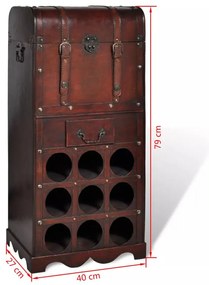 Дървен шкаф за вино със стойка за 9 бутилки