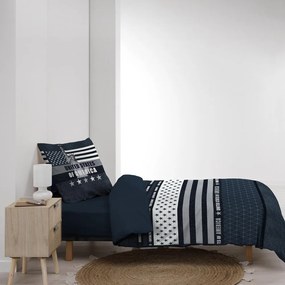 Тъмносиньо единично памучно спално бельо 140x200 cm States – douceur d'intérieur