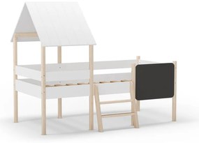 Бяло повдигнато детско легло тип къща от масивен бор 90x190 cm Mint – Marckeric