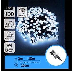Aigostar - LED външна декоративна гирлянда 100xLED/3,6W/230V/8 функции 10m IP44 студено бяла