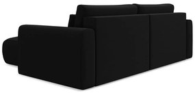 Черен кадифен разтегателен ъглов диван с място за съхранение (десен ъгъл) Kapua – Makamii