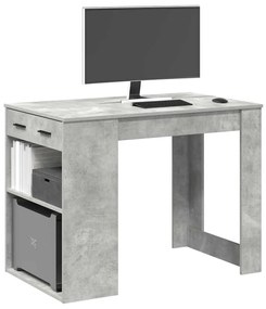 858689 vidaXL Бюро с чекмедже&рафт бетонно сив 102x62x77,5 см инженерно дърво