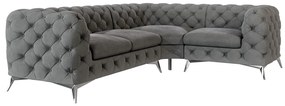 Сив кадифен ъглов диван (десен ъгъл/L форма) Chelsea – Ropez