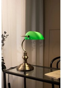 Stolní lampa v zelené a mosazné barvě Markslöjd Bankers, výška 42 cm