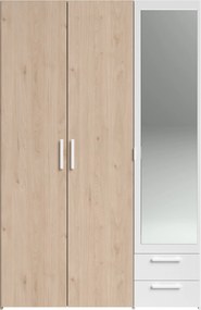 Гардероб Dorm 3-врати с огледало-Сонома - бял