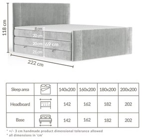 Синьо боксспринг легло 160x200 cm с място за съхранение Bergamo – Maison de Rêve