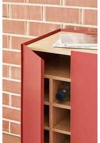 Червен висок скрин от декор от дъб 95x120 cm Arista – Teulat