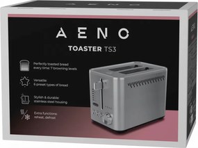 Тостер за хляб AENO ATS0003, 950W, 6 вида хляб, 7 нива на изпичане, Подгряване, Размразяване, LED, Инокс