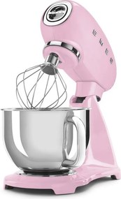 Планетарен миксер SMEG SMF03PKEU, 800 W, 4.8 л, 10 скорости, Функция за плавен старт, Крачета против хлъзгане, Розов