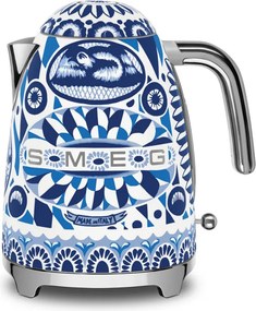 Електрическа кана SMEG Dolce & Gabbana KLF03DGBEU, 2400 W, 1.7 л, 360° основа, Гланцово покритие, Средиземноморско синьо