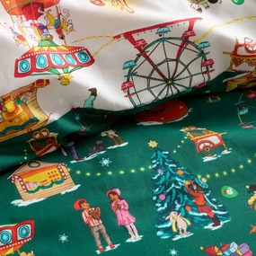 Зелено двойно памучно детско спално бельо 200x200 cm Christmas Fairground – Belle &amp; Boo