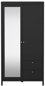 Черен гардероб с огледало 102x199x58 cm Madrid – Tvilum