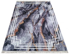 Тъмносив противоплъзгащ килим с шарка Ширина: 60 ​​см | Дължина: 100 см