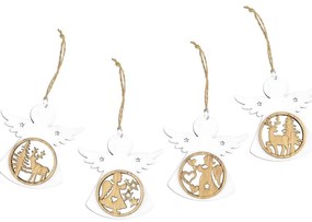 Комплект от 4 бели коледни орнамента с херувимчета - Ego Dekor