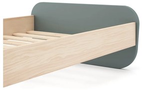 Сиво-зелено детско легло 90x190 cm от декор от бор с включена подматрачна рамка Esteban – Marckeric