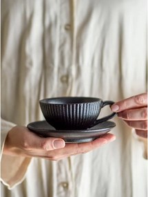 Черна керамична чаша за капучино 200 ml Neri – Bloomingville