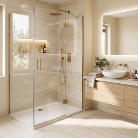 Корито за душ кабина-акрилно Rea Belmond White 80x100 Brush Gold