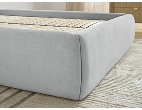 Светлосиво двойно легло 180x200 cm тапицирано с място за съхранение/без табла с включена подматрачна рамка Inera – Bobochic Paris