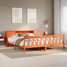 3322103 vidaXL Легло с етажерка за книги, без матрак, 180x200 см, дърво масив