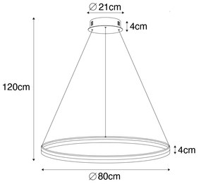 Дизайнерска висяща лампа бронз 80 см с LED 3-степенно димиране - Anello