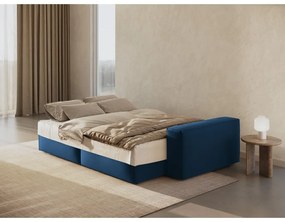 Тъмносин кадифен сгъваем/с място за съхранение диван 247 cm Jodie – Micadoni