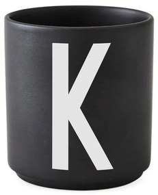 Черна порцеланова чаша Alphabet K, 250 ml A-Z - Design Letters