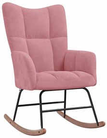 328143 vidaXL Люлеещ стол, розов, кадифе