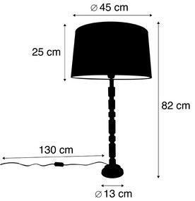 Настолна лампа арт деко злато с памучна сянка черна 45 см - Torre